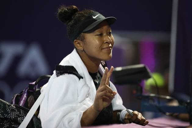 DOHA, QATAR - FEBRUARY 13: Naomi Osaka of Japan celebrates victory against Petra Martic in their second round match during the Qatar TotalEnergies Open, part of the Hologic WTA, Tennis Damen Tour at Khalifa International Tennis and Squash Complex on February 13, 2024 in Doha, Qatar  Copyright: xx