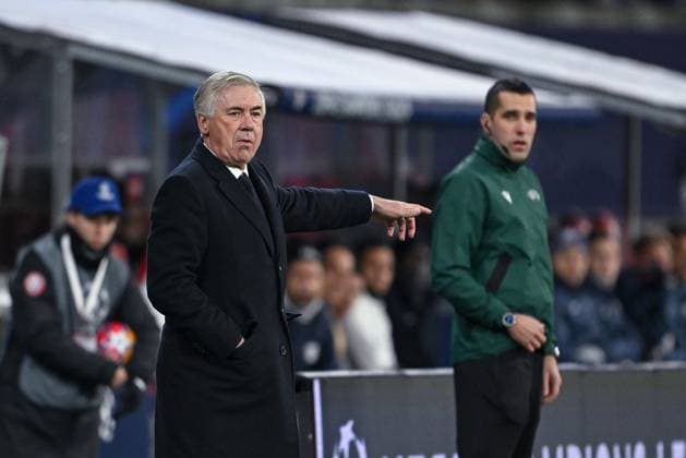 13.02.2024, Fussball, UCL, UEFA Champions League, Achtelfinale, Saison 2023 2024, RB Leipzig - Real Madrid, Trainer Carlo Ancelotti (Real Madrid) xRHR-FOTO TKx Copyright: TeresaxKroeger RHR-FOTOx RHR-FOTO TK