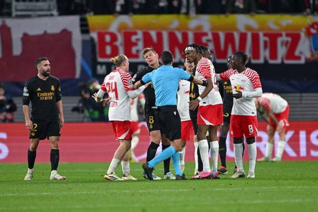 13.02.2024, Fussball, UCL, UEFA Champions League, Achtelfinale, Saison 2023 2024, RB Leipzig - Real Madrid, Rudelbildung xRHR-FOTO TKx Copyright: TeresaxKroeger RHR-FOTOx RHR-FOTO TK