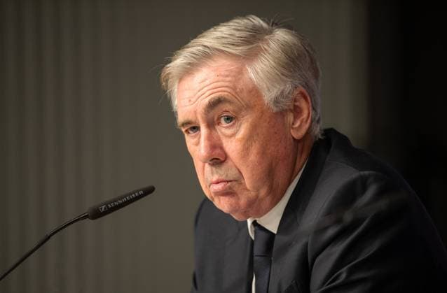 Fussball, Herren, Saison 2023 2024, UEFA Champions League (Achtelfinale, Hinspiel), RB Leipzig - Real Madrid, Pressekonferenz mit Trainer Carlo Ancelotti (Real Madrid), 13.02. 2024, Copyright: xSebastianxRäppold MatthiasxKochx