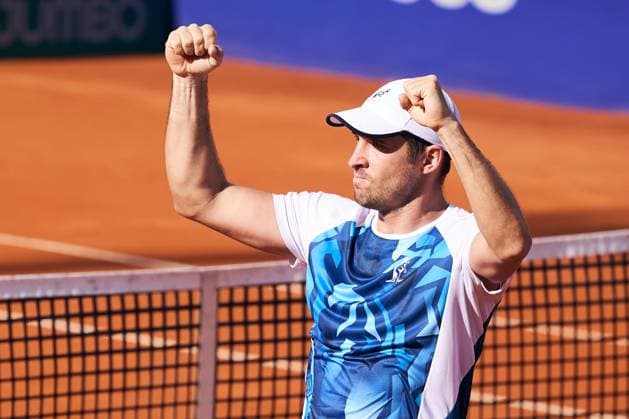 Dusan Lajovic of Serbia celebrates his win against Alejandro Tabilo of Chile at their second round match of the IEB+ Argentina Open 2024 at Buenos Aires Lawn Tennis Club on February 14, 2024 in Buenos Aires, Argentina. (Photo by Camilla Stolen Imago) Buenos Aires Argentina Copyright: xCamillaxStolenx L1720246