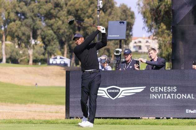 February 14, 2024, Pacific Palisades, California, USA: Tiger Woods tees off at the 2024 Genesis Invitational Pro-Am on Wednesday February 14, 2024 at the Riviera Country Club in Pacific Palisades, California. JAVIER ROJAS PI Pacific Palisades USA - ZUMAp124 20240214_zaa_p124_027 Copyright: xJavierxRojasx