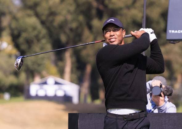 February 14, 2024, Pacific Palisades, California, USA: Tiger Woods tees off at the 2024 Genesis Invitational Pro-Am on Wednesday February 14, 2024 at the Riviera Country Club in Pacific Palisades, California. JAVIER ROJAS PI Pacific Palisades USA - ZUMAp124 20240214_zaa_p124_037 Copyright: xJavierxRojasx