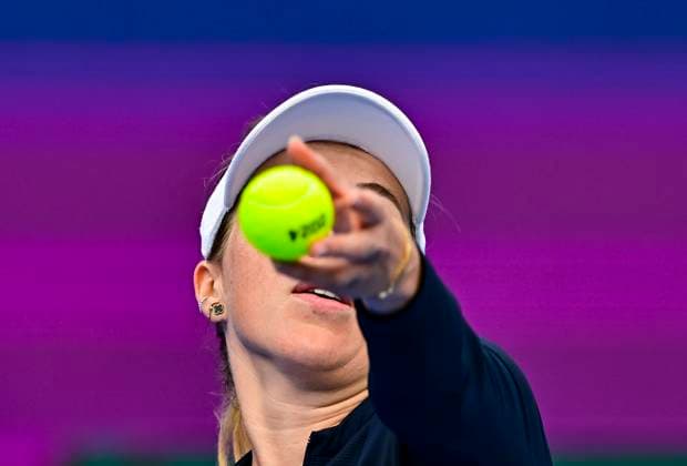 Qatar TotalEnergies Open - Day 5 Anastasia Pavlyuchenkova is reacting during her first-round match against Danielle Collins of the US at the WTA, Tennis Damen 1000-Qatar TotalEnergies Open tennis tournament at the Khalifa International Tennis Complex in Doha, Qatar, on February 15, 2024. DOHA Qatar  Copyright: xNoushadxThekkayilx originalFilename:varittyakkal-qatartot240215_npP7q.jpg