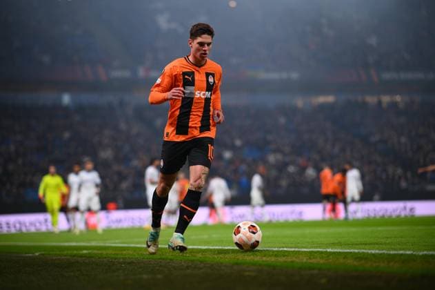 HAMBURG, GERMANY - 15 FEBRUARY, 2024: Heorhiy Sudakov, The match of UEFA Europa League play-off round FC Shakhtar Donetsk v Olympique de Marseille at Volksparkstadion  Copyright: xVitaliixKliuievx