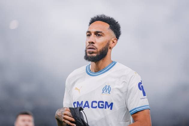 Fußball I Herren I UEFA Europa League I Zwischenrunde I FC Schachtar Donezk - Olympique Marseille I 15.02.2024 Pierre-Emerick Aubameyang (10, Olympique Marseille) im Fokus. Hamburg Volksparkstadion Hamburg Deutschland Copyright: xLobecax xHenningxRohlfsx