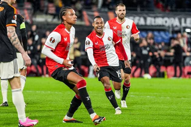 UEFA Europa League: Feyenoord v AS Roma Rotterdam - Igor Paixao of Feyenoord celebrates the 1-0 during the 1st leg of the UEFA Europa League Knockout Round Play-offs between Feyenoord v AS Roma at Stadion Feijenoord De Kuip on 15 February 2024 in Rotterdam, The Netherlands. Copyright: xYannickxVerhoevenx