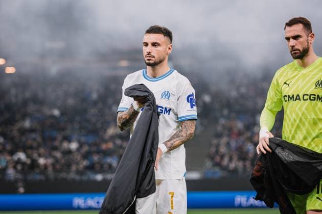 Fußball I Herren I UEFA Europa League I Zwischenrunde I FC Schachtar Donezk - Olympique Marseille I 15.02.2024 Jonathan Clauss (7, Olympique Marseille) im Fokus. Hamburg Volksparkstadion Hamburg Deutschland Copyright: xLobecax xHenningxRohlfsx