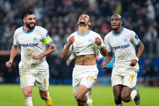 UEFA Europa League 2023 24: Shakhtar - Olympique Marseille; 15.02.2024 Olympique Marseille im Jubel nach dem Tor durch Iliman Ndiaye (Olympique Marseille, 29), Olympique Marseille im Jubel. UEFA Europa League 2023 24: Shakhtar - Olympique Marseille; Hamburg, Volksparkstadion, 15.02.2024 Copyright: xBEAUTIFULxSPORTS Buriakovx