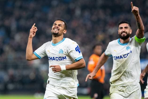 UEFA Europa League 2023 24: Shakhtar - Olympique Marseille; 15.02.2024 Olympique Marseille im Jubel nach dem Tor durch Iliman Ndiaye (Olympique Marseille, 29), Olympique Marseille im Jubel. UEFA Europa League 2023 24: Shakhtar - Olympique Marseille; Hamburg, Volksparkstadion, 15.02.2024 Copyright: xBEAUTIFULxSPORTS Buriakovx