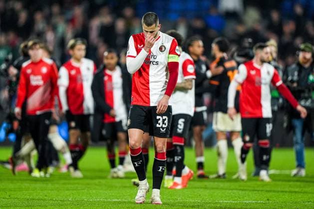 UEFA Europa League: Feyenoord v AS Roma Rotterdam - David Hancko of Feyenoord during the 1st leg of the UEFA Europa League Knockout Round Play-offs between Feyenoord v AS Roma at Stadion Feijenoord De Kuip on 15 February 2024 in Rotterdam, The Netherlands. Copyright: xTomxBodex