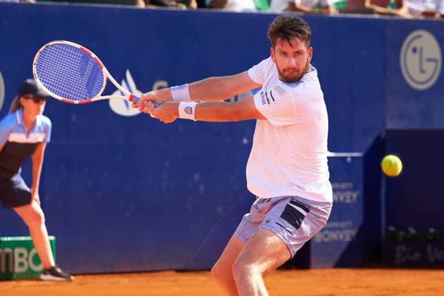 Cameron Norrie of Great Britain returns a backhand to Federico Coria of Argentina during the round sixteen match of the IEB+ Argentina Open 2024 at Buenos Aires Lawn Tennis Club on February 15, 2024 in Buenos Aires, Argentina. (Photo by Camilla Stolen Imago) Buenos Aires Argentina Copyright: xCamillaxStolenx L1740775