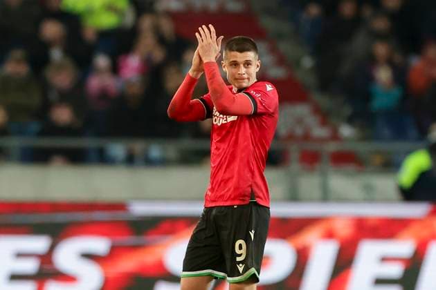 Nicolo Tresoldi (Hannover 96) jubelt, 2. Bundesliga, Hannover 96 vs SpVgg Greuther Fuerth, HDI-Arena, 16.02.2024, Hannover, Deutschland.