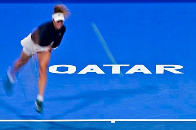 Qatar TotalEnergies Open - Day 6 Anastasia Pavlyuchenkova is playing her semifinal match against Elena Rybakina of Kazakhstan at the WTA, Tennis Damen 1000-Qatar TotalEnergies Open tennis tournament at the Khalifa International Tennis Complex in Doha, Qatar, on February 16, 2024. DOHA Qatar  Copyright: xNoushadxThekkayilx originalFilename:varittyakkal-qatartot240216_npWnm.jpg