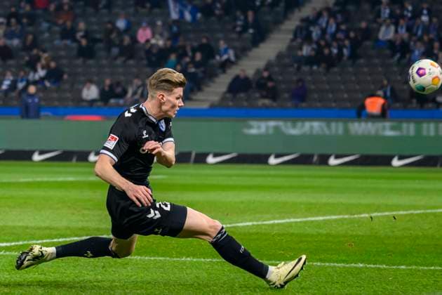 Luca Schuler (1.FC Magdeburg, 26), Freisteller, Hertha BSC - 1. FC Magdeburg, 2. Bundesliga, Fussball, DFB, Spielzeit 2023 2024, 22. Spieltag, Olympia - Stadion Berlin, DFB DFL REGULATIONS PROHIBIT ANY USE OF PHOTOGRAPHS AS IMAGE SEQUENCES AND OR QUASI-VIDEO, 16.02. 2024, Foto: HMB Media Uwe Koch