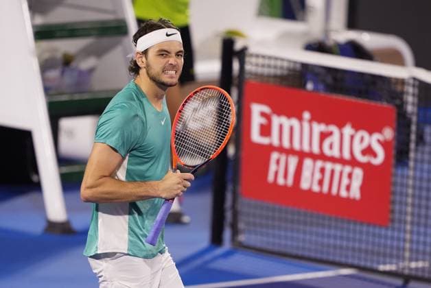 February 16, 2024, Delray Beach, Florida, United States: February, 16 - Delray Beach, FL: Taylor Fritz(USA) in action here, defeats Rinky Hijikata(AUS) in the quarter-finals of the 2024 Delray Beach Open at the Delray Beach Tennis Center. Delray Beach United States - ZUMApa3_ 0414359656st Copyright: xAndrewxPatronx