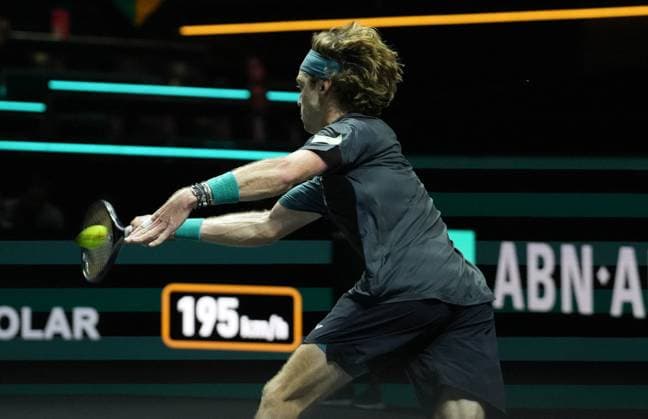 ABN Amro Open - Rotterdam Andrey Rublev of Russia during the ABN Amro Open 2024, ATP, Tennis Herren 500 tennis tournament on February 16, 2024 in Rotterdam, Netherlands. Photo by Laurent Lairys ABACAPRESS.COM Rotterdam Netherlands  Copyright: xLairysxLaurent ABACAx