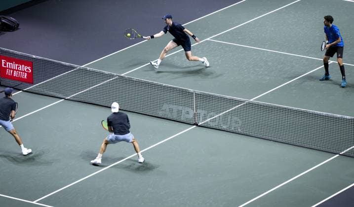 ROTTERDAM - Robin Haase and Botic van de Zandschulp in action against Jackson Withrow and Nathaniel Lammons (United States) on the sixth day of the ABN AMRO Open tennis tournament in Ahoy. ANP SANDER KONING ABN AMRO Open 2024 xVIxANPxSportx xxANPxIVx 491317188 originalFilename: 491317188.jpg