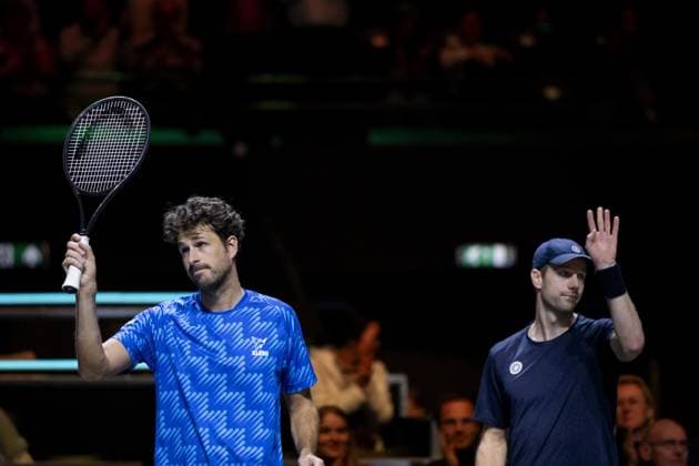 ROTTERDAM - Robin Haase and Botic van de Zandschulp in action against Jackson Withrow and Nathaniel Lammons (United States) on the sixth day of the ABN AMRO Open tennis tournament in Ahoy. ANP SANDER KONING ABN AMRO Open 2024 xVIxANPxSportx xxANPxIVx 491317207 originalFilename: 491317207.jpg
