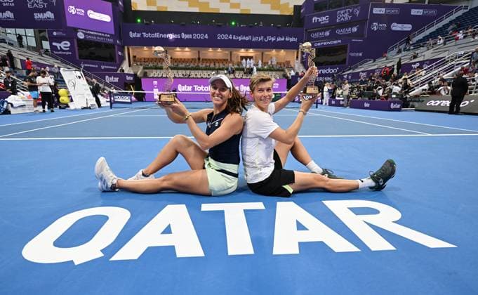 Qatar TotalEnergies Open 2024 Womans Doubles Final Winner Demi Schuurs (NED) Luisa Stefani (BRA)