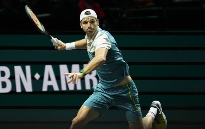 Grigor Dimitrov of Bulgaria 1 2 Finale during the ABN Amro Open 2024, ATP, Tennis Herren 500 tennis tournament on February 17, 2024 in Rotterdam, Netherlands - TENNIS : ABN Amro Open 2024 - Rotterdam - 17 02 2024 LaurentLairys Panoramic 
