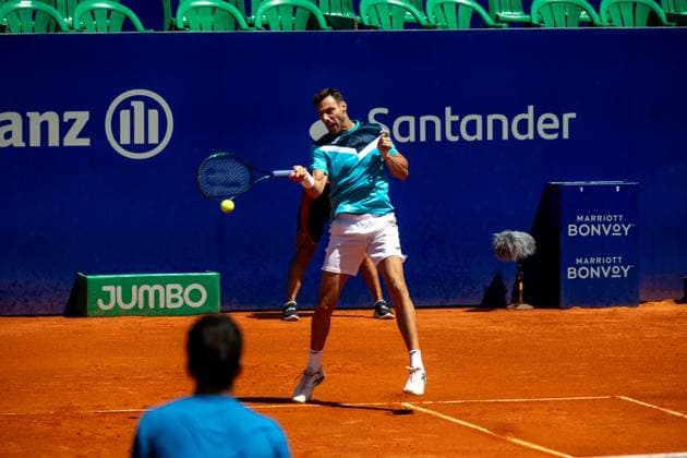 ATP, Tennis Herren 250 - IEB+ ARGENTINA OPEN Marcel Granollers (ESP) pega de drive durante el partido de dobles por la semifinal del IEB+ Argentina Open jugado en el Estadio Guillermo Vilas de la Ciudad Autonoma de Buenos Aires, Argentina. February 17, 2024. Ciudad Autonoma de Buenos Aires Argentina Copyright: xSantiagoxGomezxRocax
