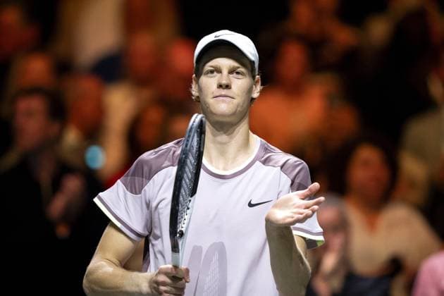 Sport Bilder des Tages ROTTERDAM - Jannik Sinner (ITA) after his match win against Tallon Greekpoor (NED) during the second semi-final on the sixth day of the ABN AMRO Open tennis tournament in Ahoy. ANP SANDER KONING ABN AMRO Open 2024 xVIxANPxSportx xxANPxIVx 491359820 originalFilename: 491359820.jpg