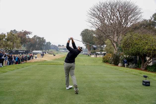 February 17, 2024 Xander Schauffele hits a tee shot during the third round of the Genesis Invitational at Riviera Country Club in Pacific Palisades, CA. CSM Pacific Palisades United States of America - ZUMAc04_ 20240217_zma_c04_258 Copyright: xCharlesxBausx