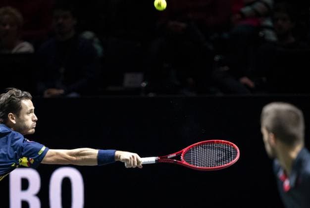 ROTTERDAM - Wesley Koolhof (NED) and Nikola Mektic (CRO) in action against Robin Haase and Botic van de Zandschulp on the last day of the ABN AMRO Open tennis tournament in Ahoy. ANP SANDER KONING ABN AMRO Open 2024 xVIxANPxSportx xxANPxIVx 491424960 originalFilename: 491424960.jpg