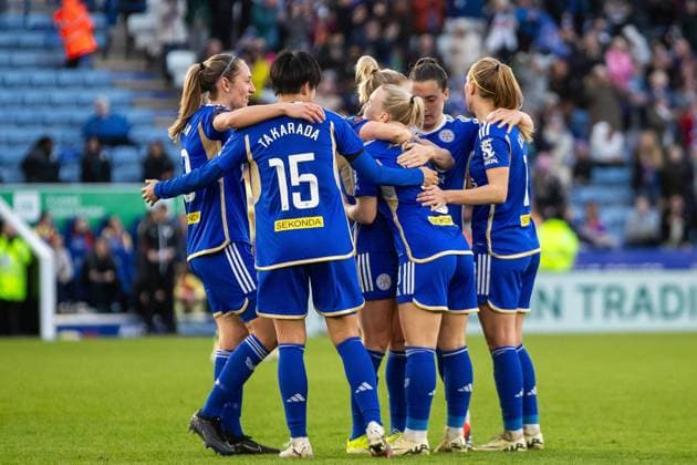 Leicester CIty Women v Bristol City Women FA Women s Super League 18 02 2024. GOAL scores 4-2 Leicester City Women forward Jutta Rantala (8) scores and celebrates with team mates during the FA Women s Super League match between Leicester CIty Women and Bristol City Women at the King Power Stadium, Leicester, England on 18 February 2024. Leicester King Power Stadium Leicestershire England Editorial use only DataCo restrictions apply See www.football-dataco.com , Copyright: xManjitxNarotrax PSI-19067-0028