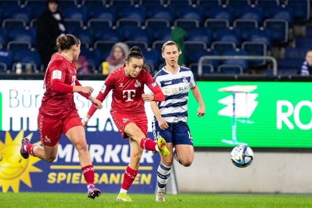 Google Pixel Frauen-Bundesliga 14. Spieltag: MSV Duisburg - 1. FC Köln; 18.02.2024 Natalia Padilla-Bidas (1. FC Köln, 22) mit dem Schuss Google Pixel Frauen-Bundesliga 14. Spieltag: MSV Duisburg - 1. FC Köln; Schauinsland-Reisen-Arena; Duisburg; 18.02.2024 DFB DFL REGULATIONS PROHIBIT ANY USE OF PHOTOGRAPHS AS IMAGE SEQUENCES AND OR QUASI-VIDEO Copyright: xBEAUTIFULxSPORTS Buriakovx