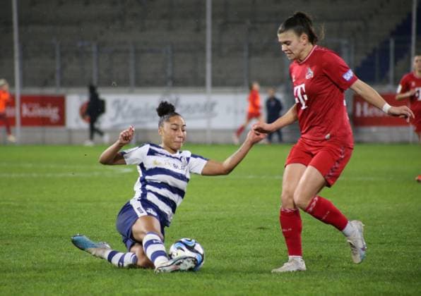 18.02.2024, xgrfx, Fussball 1.Bundesliga Damen, MSV Duisburg Damen - 1.FC Köln Damen emspor, v.l. Vanessa Fürst (MSV Duisburg) (DFL DFB REGULATIONS PROHIBIT ANY USE OF PHOTOGRAPHS as IMAGE SEQUENCES and or QUASI-VIDEO) Duisburg