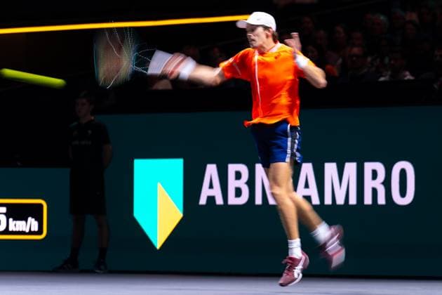 2024-02-18 ABN AMRO Open 2024 - Day 7 ROTTERDAM, NETHERLANDS - FEBRUARY 18: A slow shutter speed photograph shows Alex de Minaur of Australia during Day 7 of the ABN AMRO Open 2024 at Ahoy on February 18, 2024 in Rotterdam, Netherlands. (Photo by Joris Verwijst BSR Agency) Rotterdam Netherlands Content not available for redistribution in The Netherlands directly or indirectly through any third parties. Copyright: xBSRxAgencyx de Minaur of Australia during Day 7 of the ABN AMRO Open 2024 at Ahoy on February 18, 2024 in Rotterdam, Netherlands. (Photo by Joris Verwijst BSR Agency) Rotterdam Netherlands Content not available for redistribution in The Netherlands directly or indirectly through any third parties. Copyright: xJorisxVerwijstx