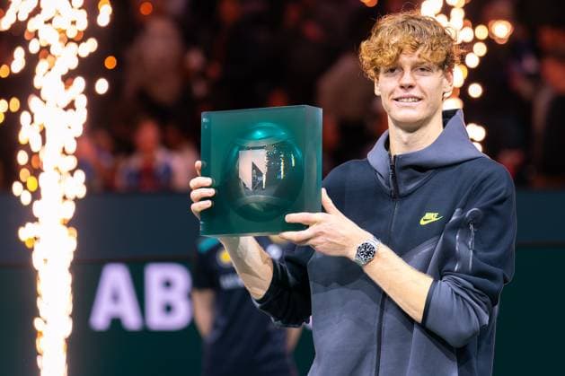 2024-02-18 ABN AMRO Open 2024 - Day 7 ROTTERDAM, NETHERLANDS - FEBRUARY 18: Jannik Sinner of Italy is seen posing with his trophy after winning the tournament during Day 7 of the ABN AMRO Open 2024 at Ahoy on February 18, 2024 in Rotterdam, Netherlands. (Photo by Joris Verwijst BSR Agency) Rotterdam Netherlands Content not available for redistribution in The Netherlands directly or indirectly through any third parties. Copyright: xBSRxAgencyx