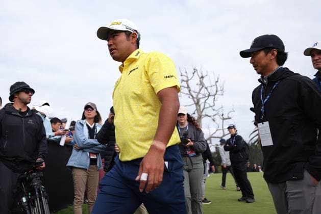 February 18, 2024, Pacific Palisades, California, USA: HIDEKI MATSUYAMA walks off the practice green while waiting for confirmation of the final tournament results after the final round of The Genesis Invitational at Riviera Country Club in Pacific Palisades, California. Pacific Palisades USA - ZUMAt158 20240218_zsp_t158_022 Copyright: xBrentonxTsex