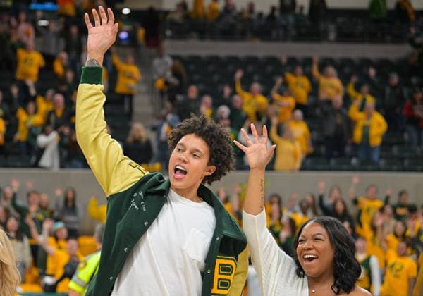 February 18 2024: Former Baylor Lady Bears Brittney Griner and her wife Cherelle Griner after the the NCAA, College League, USA Basketball game between the Texas Tech Red Raiders and Baylor Lady Bears at Foster Pavilion in Waco, Texas. CSM Waco US - ZUMAc04_ 20240218_zma_c04_123 Copyright: xMatthewxLynchx