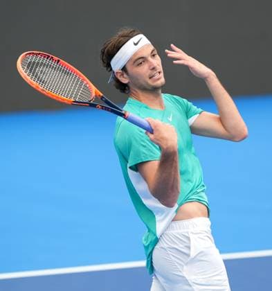 DELRAY BEACH, FL - FEBRUARY 19: Taylor Fritz (USA) is frustrated after missing a shot at the 2024 Delray Beach Open on February 19, 2024, at the Delray Beach Tennis Center in Delray Beach, FL. Copyright: xAndrewxPatronx