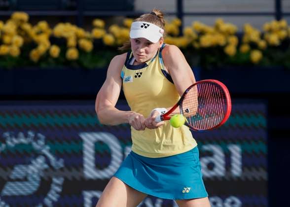 Elena Rybakina (KAZ) Dubai Duty Free Tennis Championships, Dubai, U.A.E. Tennis - Dubai Tennis Championships 2024 - WTA, Tennis Damen - Dubai Duty Free Tennis Stadium - Dubai - - United Arab Emirates - 20 February 2024. Copyright: xJuergenxHasenkopfx