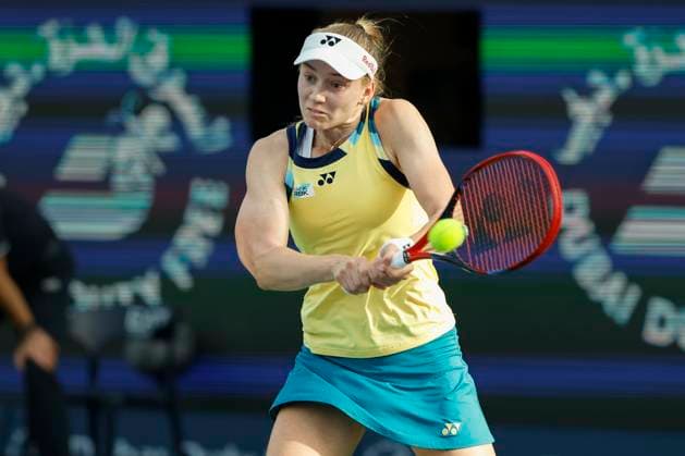 Elena Rybakina (KAZ) Dubai Duty Free Tennis Championships, Dubai, U.A.E. Tennis - Dubai Tennis Championships 2024 - WTA, Tennis Damen - Dubai Duty Free Tennis Stadium - Dubai - - United Arab Emirates - 20 February 2024. Copyright: xJuergenxHasenkopfx