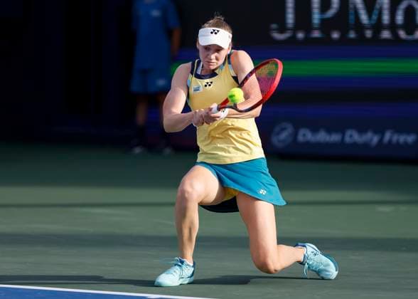 Elena Rybakina (KAZ) Dubai Duty Free Tennis Championships, Dubai, U.A.E. Tennis - Dubai Tennis Championships 2024 - WTA, Tennis Damen - Dubai Duty Free Tennis Stadium - Dubai - - United Arab Emirates - 20 February 2024. Copyright: xJuergenxHasenkopfx