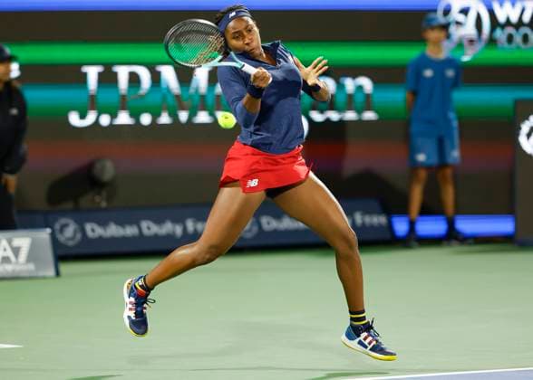 Coco Gauff, Dubai Duty Free Tennis Championships, Dubai, U.A.E. Tennis - Dubai Tennis Championships 2024 - WTA, Tennis Damen - Dubai Duty Free Tennis Stadium - Dubai - - United Arab Emirates - 20 February 2024. Copyright: xJuergenxHasenkopfx