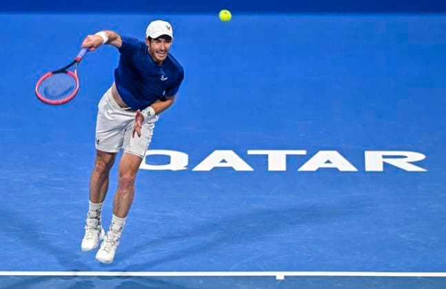 ATP, Tennis Herren Qatar Exxonmobil Open Tennis Tournament 2024 Andy Murray from Great Britain is playing against Alexandre Muller from France in his round of 32 singles match at the ATP Qatar ExxonMobil Open tennis tournament at the Khalifa International Tennis Complex in Doha, Qatar, on February 20, 2024. DOHA Qatar  Copyright: xNoushadxThekkayilx originalFilename:varittyakkal-atpqatar240220_npCHS.jpg