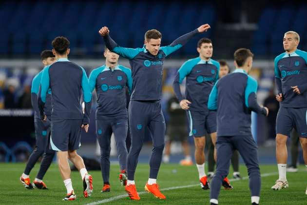 Marc-Andre ter Stegen FC Barcelona, Barca in action, UEFA Champions League Round of 16, FC Barcelona training, Diego Armando Maradona Stadium, February 20, 2024, Naples, Italy.