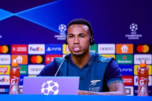 FC Porto 20 02 2024. Press and Training Gabriel (6) of Arsenal during the press conference, PK, Pressekonferenz ahead of FC Porto v Arsenal in the Champions League, at Estadio do Dragao, Porto, Portugal on 20 February 2024. Editorial use only , Copyright: xNigelxKeenex PSI-19098-0006