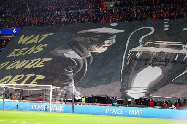 EINDHOVEN, 20-02-2024, Philips Stadium, UEFA Champions League season 2023 24, match between PSV and Borussia Dortmund, Banner of PSV fans before the match PSV - Borussia Dortmund  x24343830x Copyright: