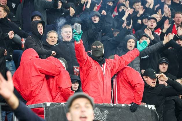 EINDHOVEN, 20-02-2024, Philips Stadium, UEFA Champions League season 2023 24, match between PSV and Borussia Dortmund, PSV fans before the match PSV - Borussia Dortmund  x24343833x Copyright: