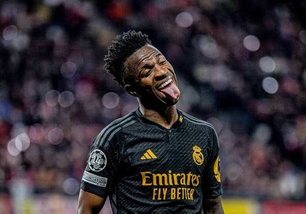 Reals Vinicius Junior. Fussball UEFA Champions League, Achtelfinale Hinspiel: RB Leipzig - Real Madrid 0:1. 13. Februar 2024: Leipzig, Red Bull Arena. RB Leipzig - Real Madrid 0:1
