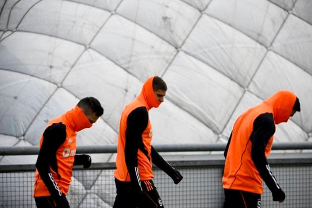 Jan Mejdr (centre) attends AC Sparta Prague training session before the Europa League 2nd round return leg match AC Sparta Prague vs Galatasaray Istanbul, Prague, February 21, 2024. (CTKxPhoto OndrejxDeml) CTKPhotoP2024022103253  CTKPhotoP2024022103253