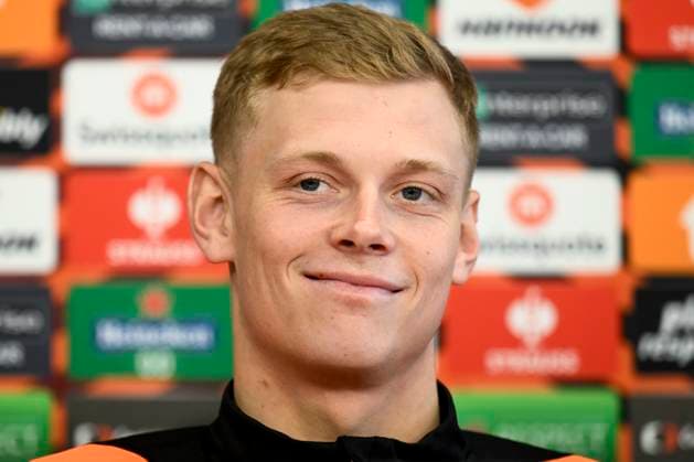 Player Filip Panak attends a news conference before the Europa League 2nd round return leg match AC Sparta Prague vs Galatasaray Istanbul, Prague, February 21, 2024. (CTKxPhoto OndrejxDeml) CTKPhotoP2024022104274  CTKPhotoP2024022104274