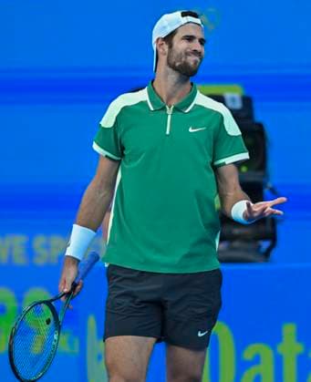 ATP, Tennis Herren Qatar Exxonmobil Open Tennis Tournament 2024 Karen Khachanov is playing against Fabian Marozsan of Hungary in his round of 16 singles match at the ATP Qatar ExxonMobil Open tennis tournament at the Khalifa International Tennis Complex in Doha, Qatar, on February 21, 2024. DOHA Qatar  Copyright: xNoushadxThekkayilx originalFilename:varittyakkal-atpqatar240221_npoC2.jpg